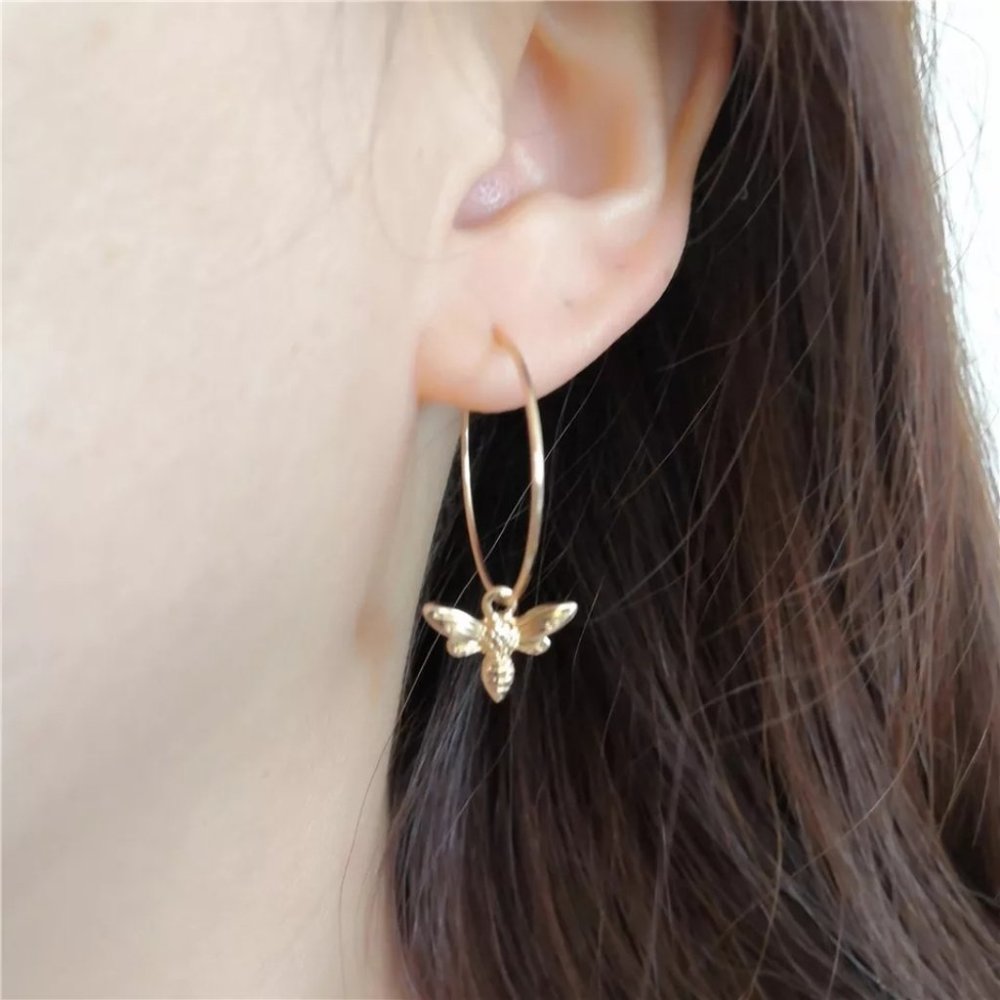 New Hoop Gold Plated Bee Honey 🐝 Earrings